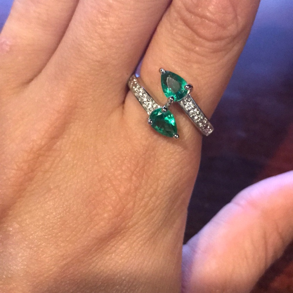 QVC Sterling Silver 925 CZ Emerald Ring Size 8